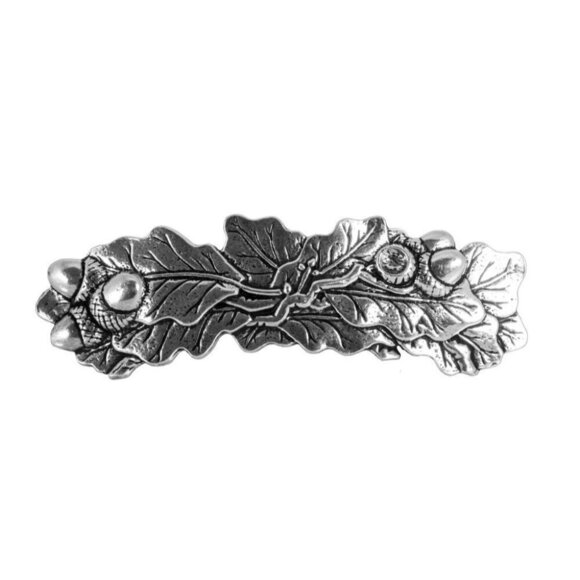 Oak Leaf Hair Clip Silver Hand Cast Metal Elegant Barrette Adult Gift main image 5
